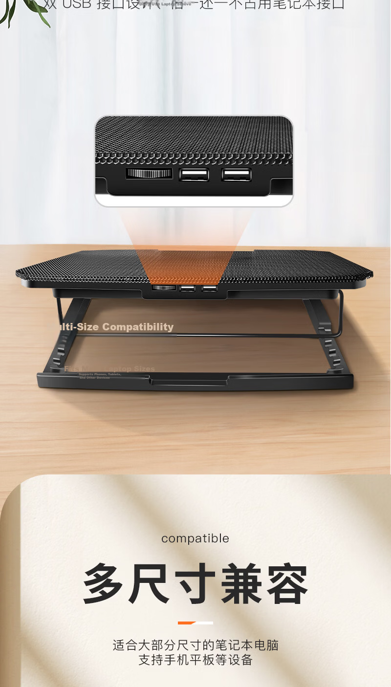 NUOXI T10 Laptop Cooling Pad Foldable Storage Fan High Airflow Cooling Stand Compatible with Lenovo Legion, Mechanical Revolution, ASUS 8