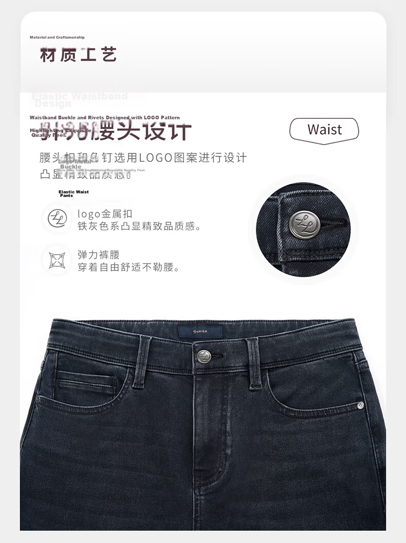 Shirt Lao Luo [Travel No.8] Fleece-Lined Warm Denim Jeans 249X0W801N Denim Gray 30 -98 11