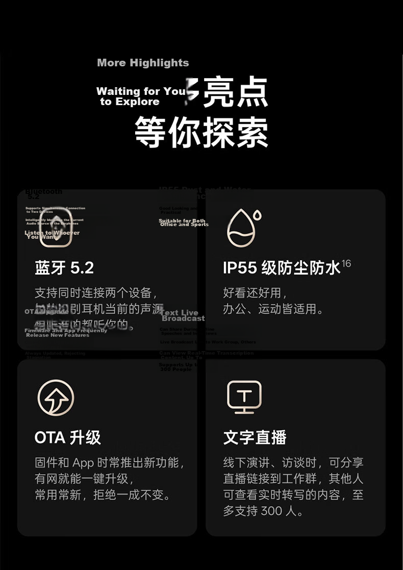 IFLYTEK AI Conference Headphones Pro3, Smart Noise-Cancelling Bluetooth Wireless Earphones, Translation Device for Overseas Travel, Compatible with Apple And Huawei, Office Gift Box 20