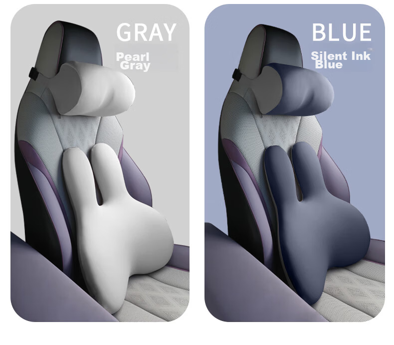 H.nos Car Lumbar Support Headrest Cushion Waist Pillow Car Backrest Female Driver Long-distance Travel New Energy Vehicle Neck Protection Set 17