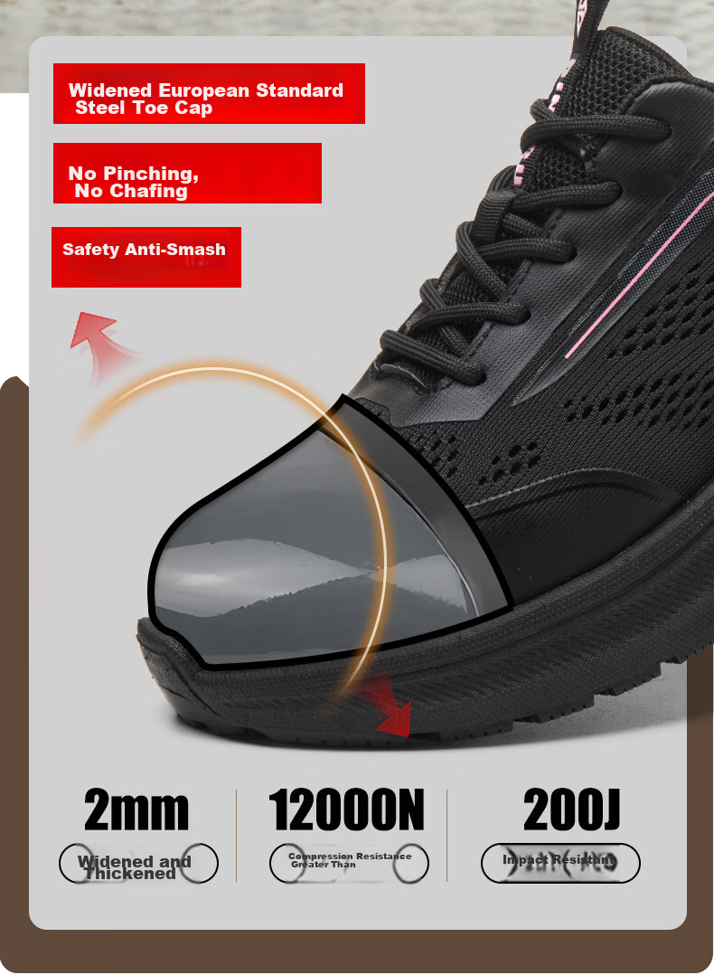 Dinggu Women's Safety Work Shoes Steel Toe Anti-Smash Puncture Lightweight Breathable Non-Slip JD1839Bju38 7