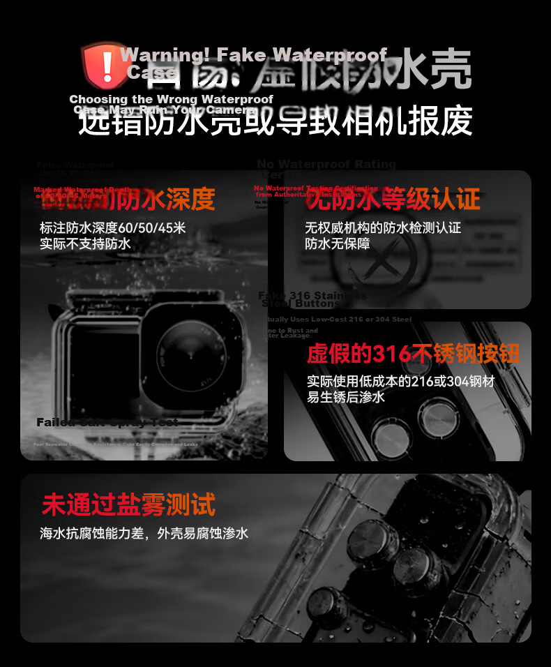 Llano DJI Action5 Pro Diving Accessories 60m Waterproof Case Set for Action4/3 Protective Case Sports Camera Snorkeling Surfing Beach Cycling Skiing Protective Cover 1