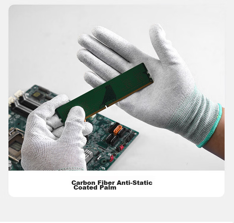 Caiyile Carbon Fiber PU Coated Anti-Static Work Gloves Gray Size L 10 Pairs/Pack 03054 12