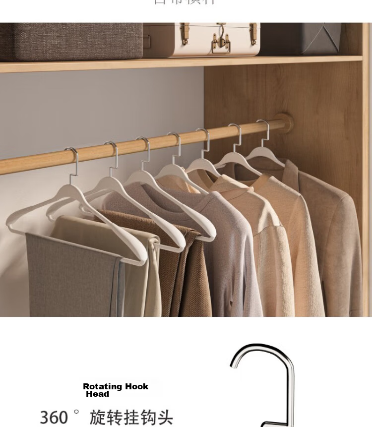 Jialifang Non-Slip No-Trace Clothes Hangers Household White 10-Pack 2