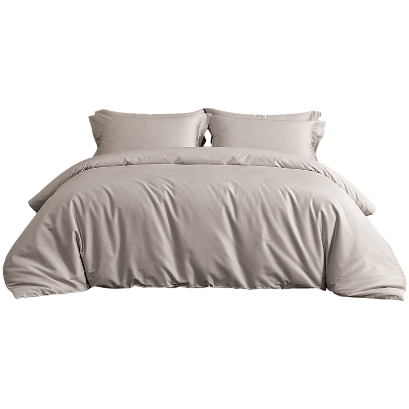 MIDO HOUSE Bedding Set, 400 Thread Count Cotton, All-Season Use, Class A, Suitable for Bare Sleeping, Pure Cotton Fitted Sheet Style Duvet Cover, 220*240 Cm, Apricot Gray