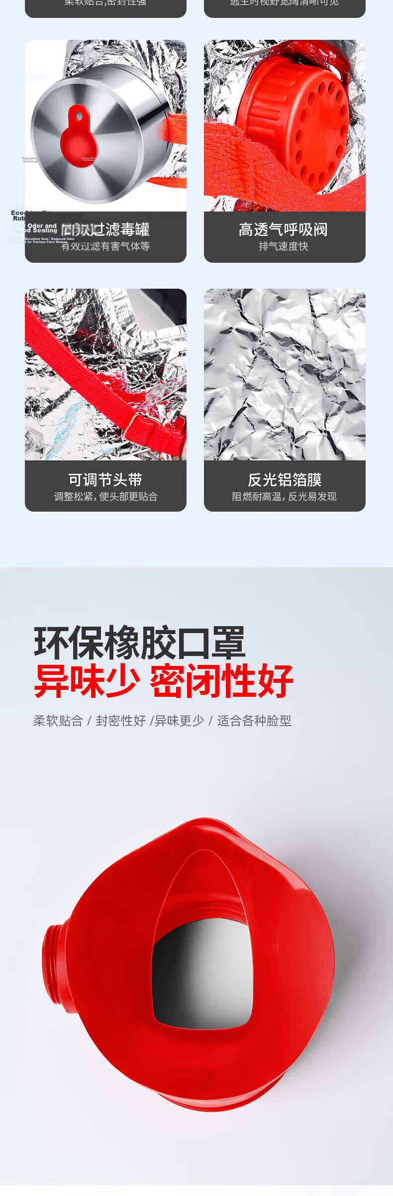 Huangchi Gas Mask Firefighter Mask Fire Smoke Protection Fire Escape Filter Self-Rescue Respirator TZL30 8