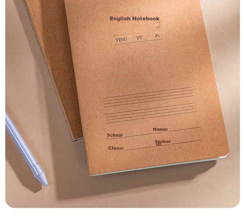 Deli English Notebook A5/30 Sheets Sewn Exercise Book Kraft Paper Student Practice Book 5-Pack FA530-5 13