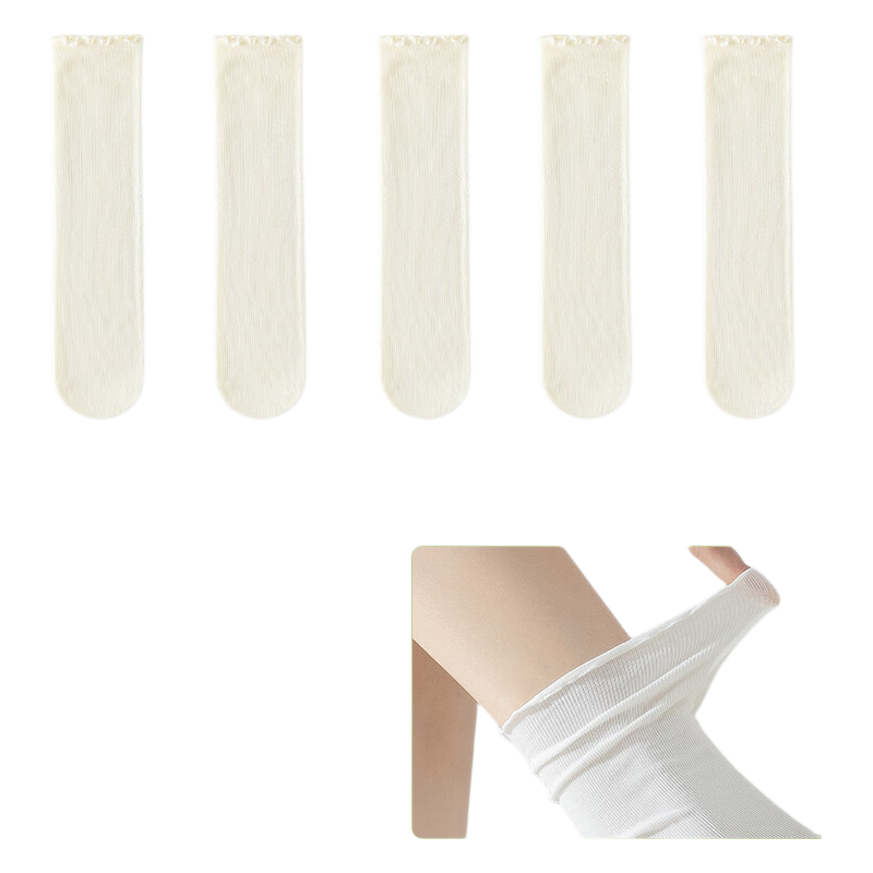 Guxu Disposable Socks Summer Thin Ice Silk Socks Women Travel Daily Use Mid-Calf Cotton Socks Black and White