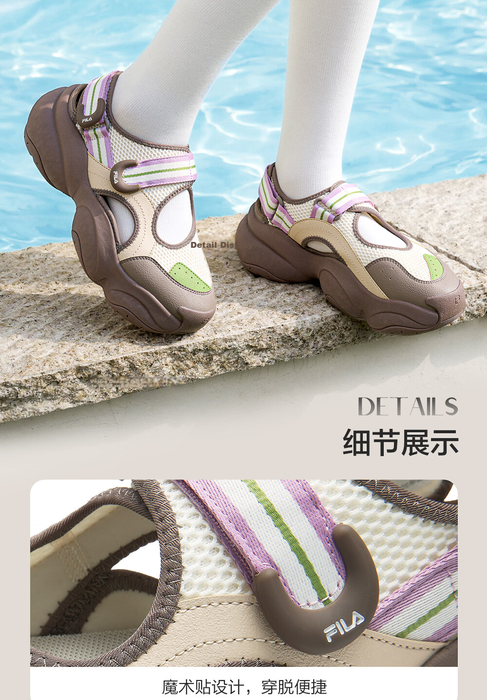 FILA Bagel Sandals Women's Sports Sandals 2026 Summer New Breathable Thick-Soled Beach Sports Shoes 9