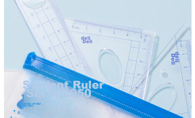 Deli Three-In Ruler Set, 4-Piece Drawing And Drafting Kit, for Postgraduate Entrance Exam, College Entrance Exam, Blessing Gift, High School Graduation Exam, Straight Ruler, Triangle Ruler, Protractor 16