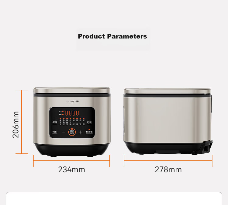 Joyoung ZMD Safe Series 0-Coating Rice Cooker Stainless Steel Inner Pot Air-Cooled Moisture Film Technology Multifunctional Household Rice Cooker Smart Reservation 4L Capacity 40N3K 18