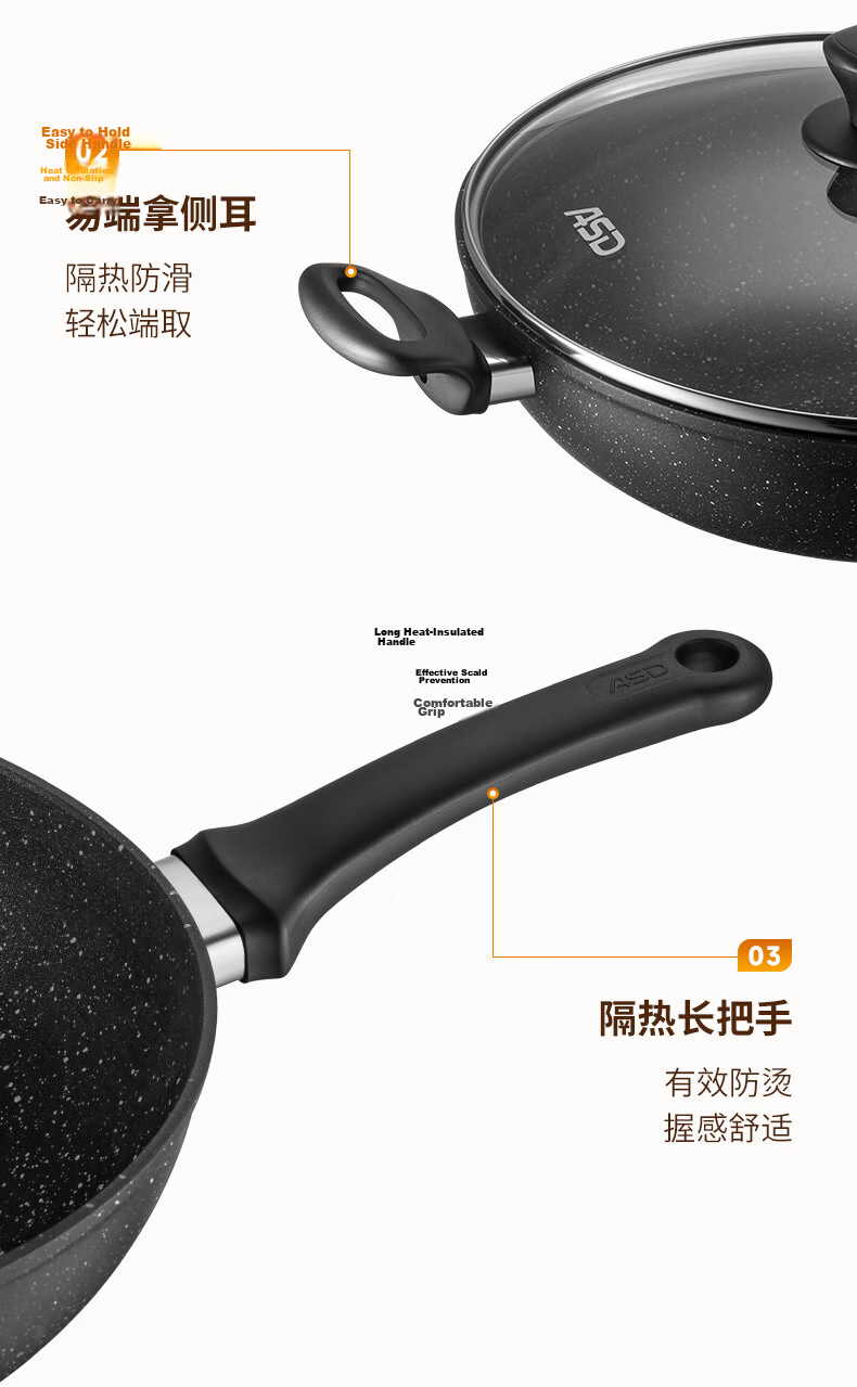 ASD Wok, Maifanshi Color Non-Stick Flat Bottom Lightweight Stir-Fry Pan, Compatible with Gas And Induction Cooktops, 30cm CL30S31WG 15