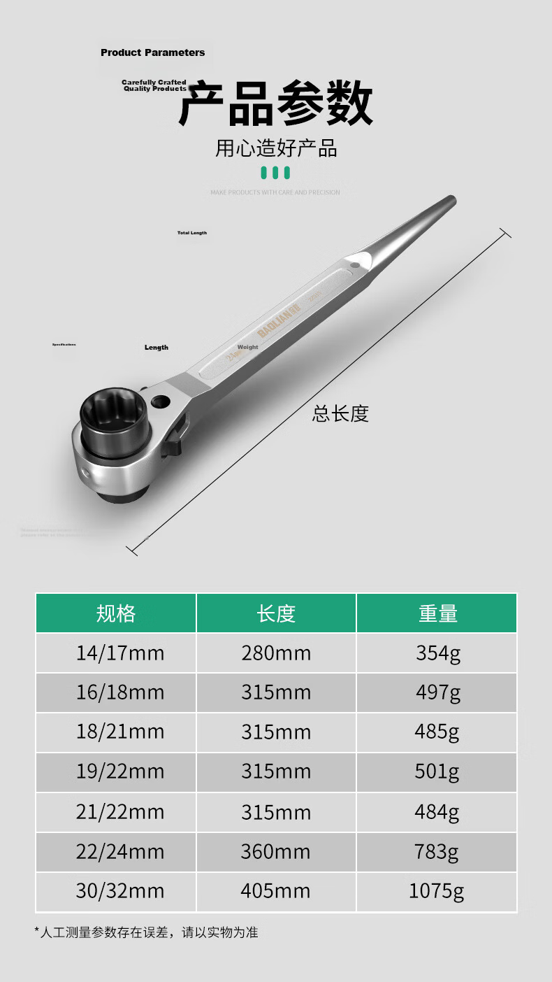 Baolian Bi-Directional Ratchet Pin Tail Wrench Nickel-Plated Rust-Resistant Quick Socket Wrench Labor-Saving Construction Scaffold Assembly Tool 9