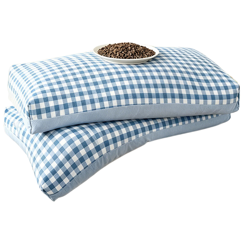 CROWN Pure Cotton Buckwheat Pillow Neck Support Pillow Core 100% Buckwheat Hull Pillow Core Pillowcase Set of 2