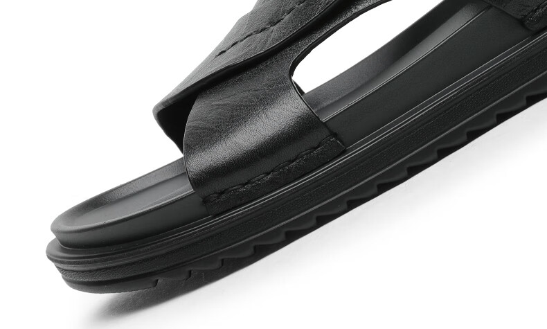 Goldlion Men's Shoes, Urban Casual Breathable Outdoor Sandals, Dual-Wear Leather Shoes, Beach Shoes, 59622032401A, Black, Size 41 20