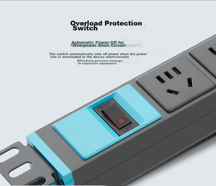 BULL 16A High-Power PDU Desktop Cabinet Socket/power Strip/extension Cord/surge Protector, 8 Outlets with Master Switch, 1.8m Specification GNE-108DE 19