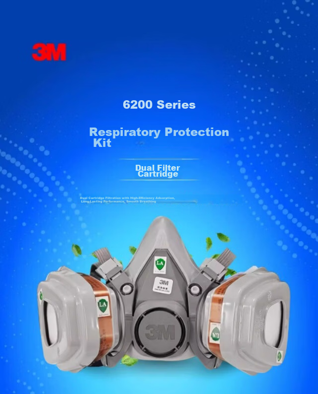 3M 6200 Gas Mask Respirator for Dust, Organic Gases, Formaldehyde, Pesticides, Chemicals And Painting with 6006 Filter Cartridge Set, Multi-Gas Protection Firefighting Mask 7-Piece Set 2