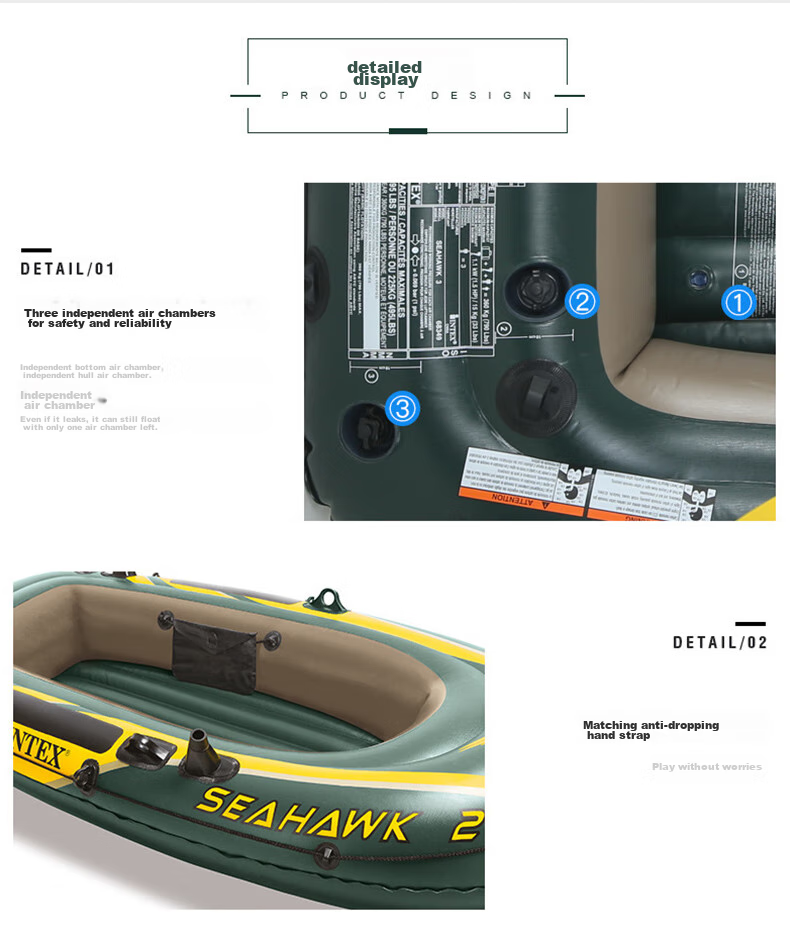 INTEX Challenger Two-Person Inflatable Boat, Thickened Rafting Kayak, Single Or Double Fishing Boat, Wear-Resistant Assault Boat 68306 11