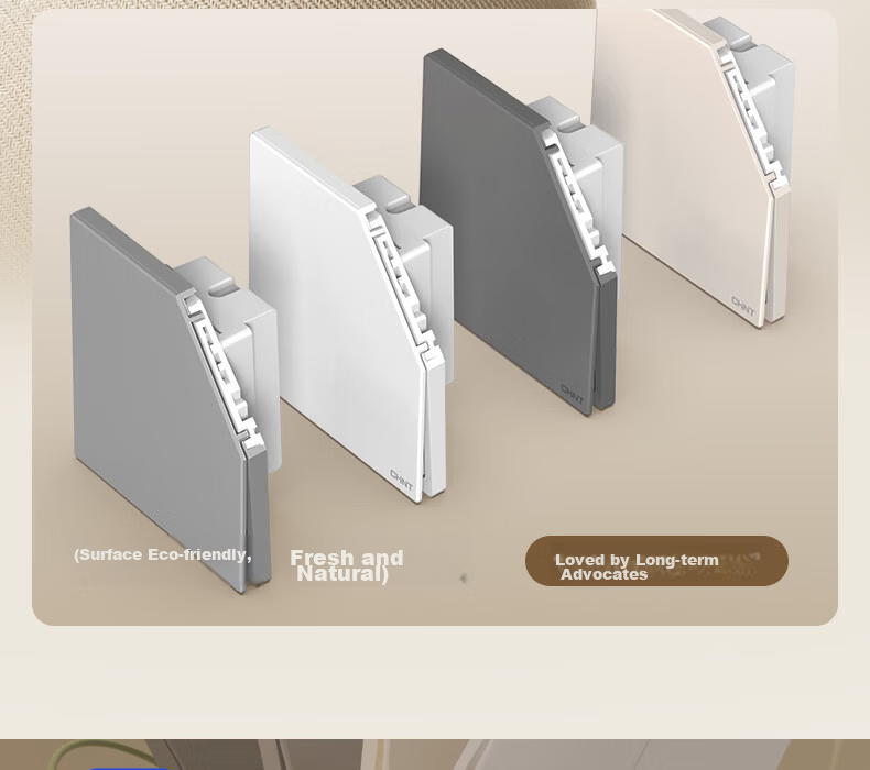 CHNT Switch Socket No-Paint Cream Style Large Panel Concealed Socket X1M Three-Hole 16A Socket Cheese Yellow 12