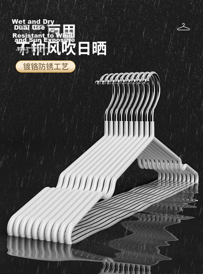 Mengtin Non-Slip Dipped Plastic Coat Hangers for Adults, Student Dormitory Clothes Hangers, 10 White Pieces 6