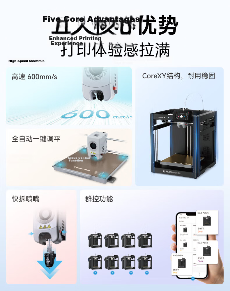 FLASHFORGE AD5M High-Precision, High-Speed Monochrome 3D Printer for Home Use, Compact FDM Desktop 3-Second Quick-Release Nozzle, Fully Automatic Leveling, Explorer 5M 3D Modeling And Prototyping 2