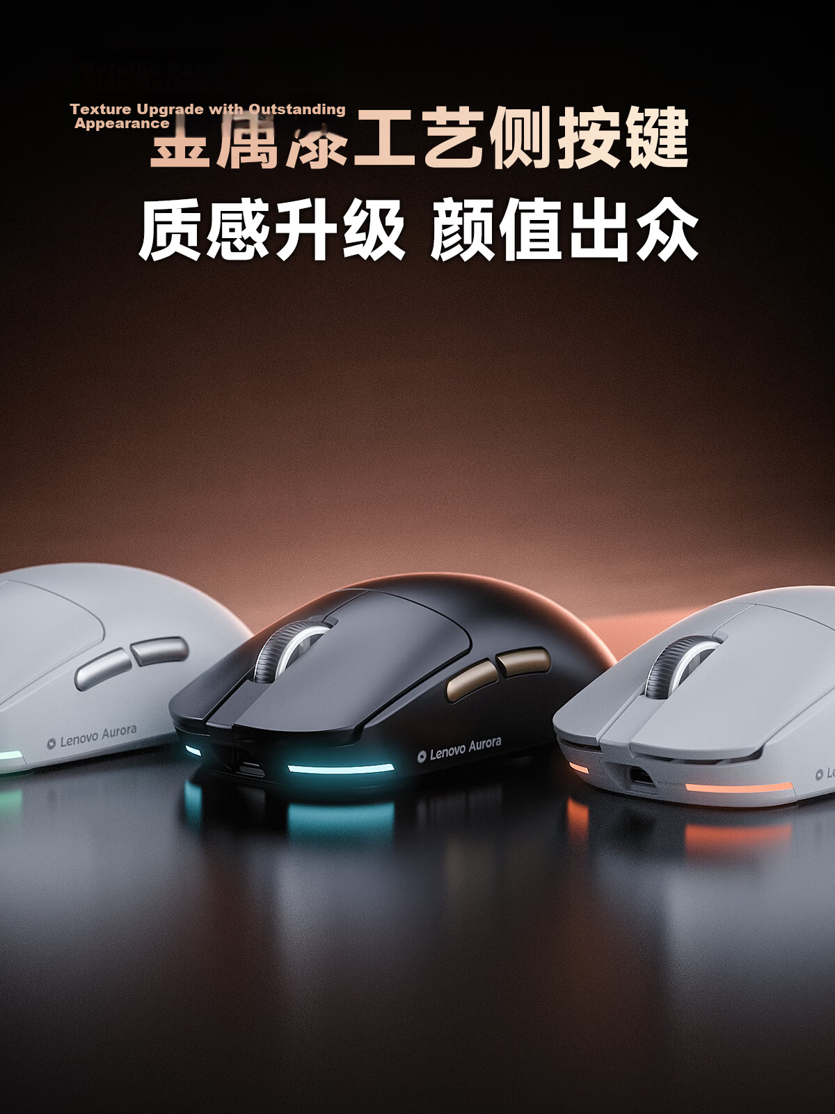 Lenovo GM11WR Wireless Bluetooth Tri-Mode Mouse Gaming Rechargeable RGB Lighting Laptop Office Computer Mouse Aurora Series Right-Handed White 9