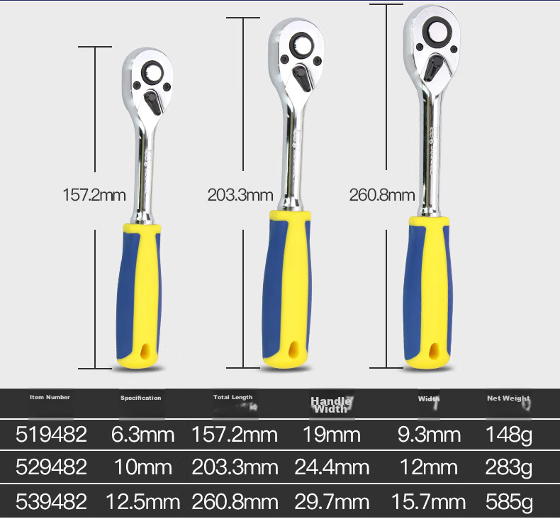 Great Wall Ratchet Wrench Large 12.5mm 1/2" Socket Wrench Quick Ratchet 72 Teeth Auto Repair Tool 539482 7