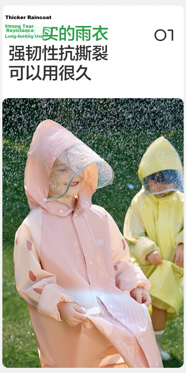 Kocotree KK Tree Kids Raincoat Baby Boys Girls Elementary School Children Split Cape Rain Poncho Kindergarten Rain Gear 8