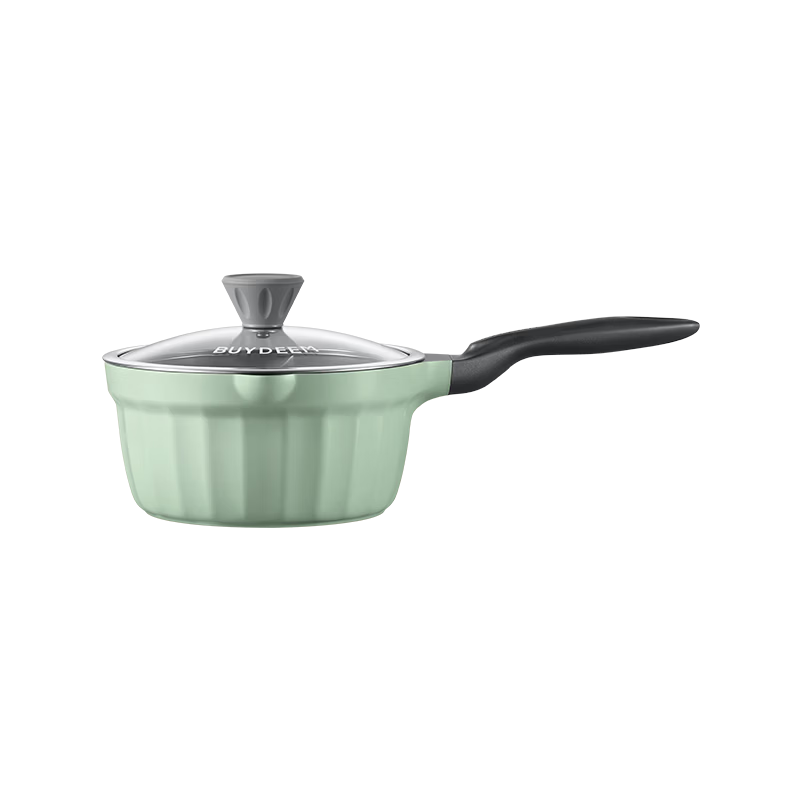 Buydeem 20cm Non-Stick Fluorine-Free Ceramic Milk Pot Soup Pot Baby Food Cooking Pot Light Cedar Green