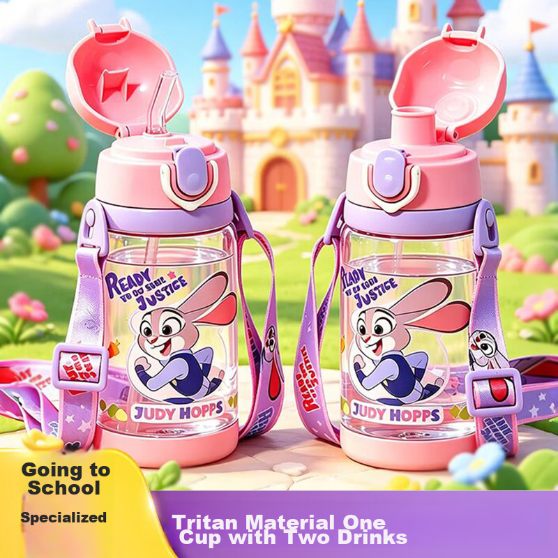 Disney Kids Water Bottle Direct Drinking Anti-Drop School Use Primary Student Kindergarten Water Cup Summer Straw Cup 520ML Judy