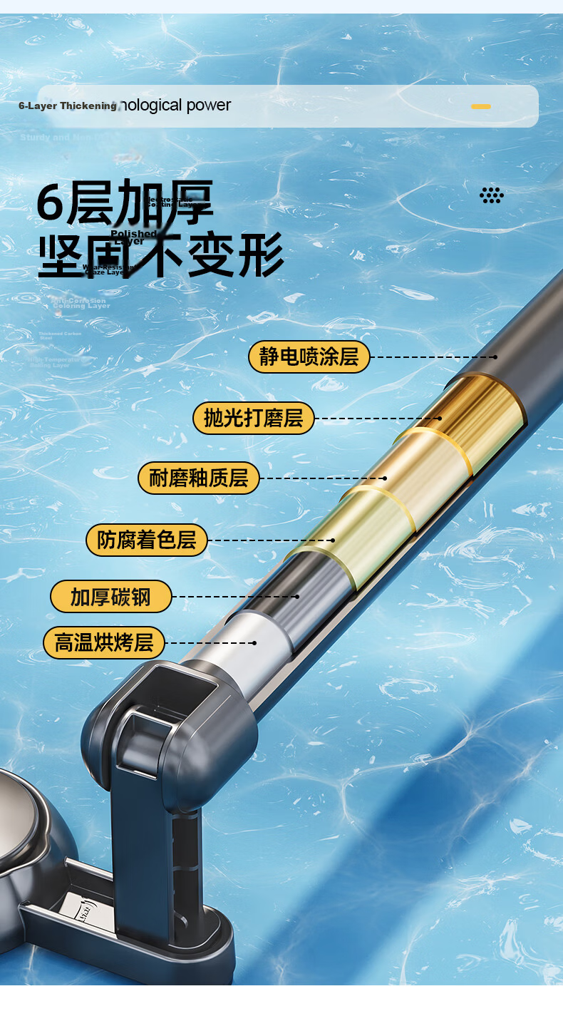 Taili Suction Cup Telescopic Clothes Drying Rod Balcony Clothes Rack No Drilling Drying Pole Bathroom Curtain Rod Wardrobe Hanging Rod 7