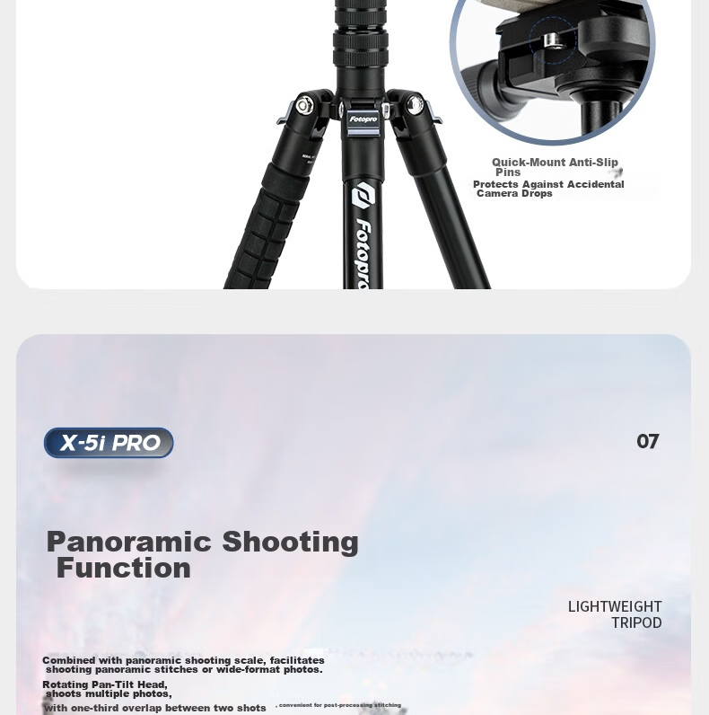 Fotopro C5-I Portable Reverse Folding Convertible Monopod, Large Diameter High-Stability Digital Camera Tripod with Ball Head 13