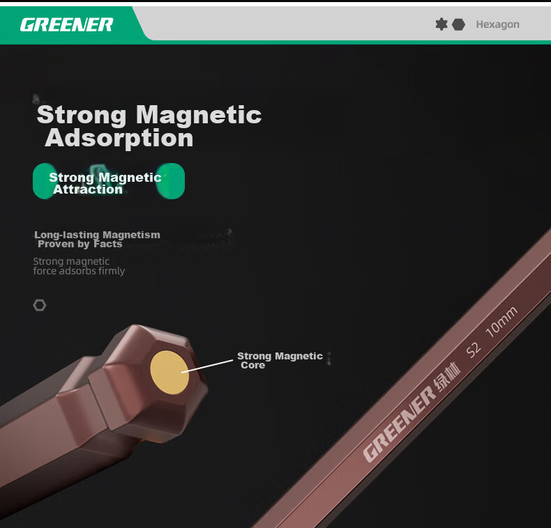GREENER Hex Key Wrench Set High Hardness Strong Magnetic 6-Point Screwdriver Universal Hex Wrench Extended Star Hex Key 13