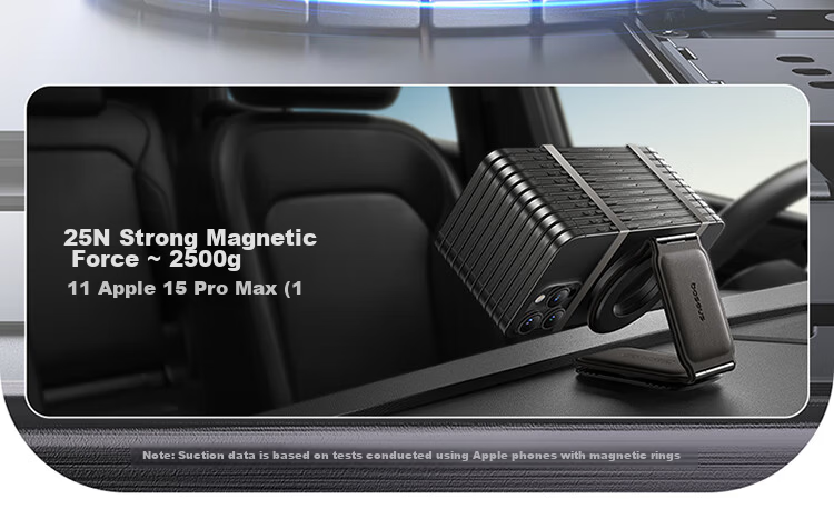 BASEUS Car Magnetic Wireless Charging Phone Holder, Multifunctional Foldable Dashboard Display Stand for Vehicles 9