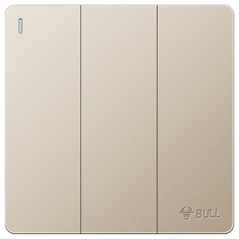 BULL G12 Series Triple Single-Control Switch Cream Style Large Panel Switch G12K311 Starry Gold