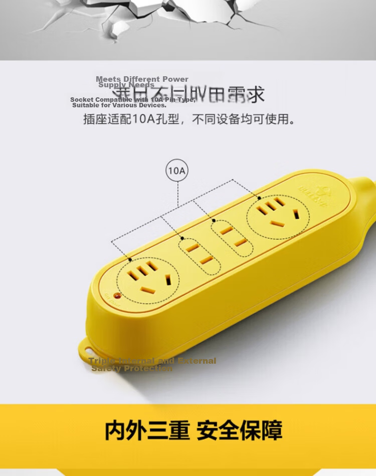 Bull Engineering Durable Power Strip Socket Extension Board 4 Outlets 10M Cable 10A 250V GN-C5 10M 3