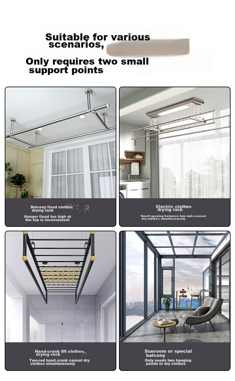 Hakkai Bird Telescopic Clothes Drying Rod Balcony Adjustable Indoor Hanging Rod No Drilling Needed Quilt Drying Tool 8