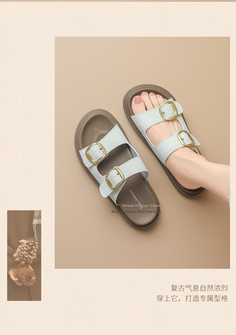 ZHR Birkenstock Women's Sandals 2026 Summer New Breathable Casual Slip-On Sandals AY352 Beige Size 35 25