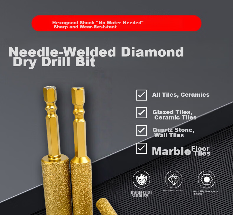 Fuxing Integrated Drilling and Grinding Drill Bit Hex Shank Tile Glass Stone Hole Opener Set [6+6+8+8] 4 Pieces 1