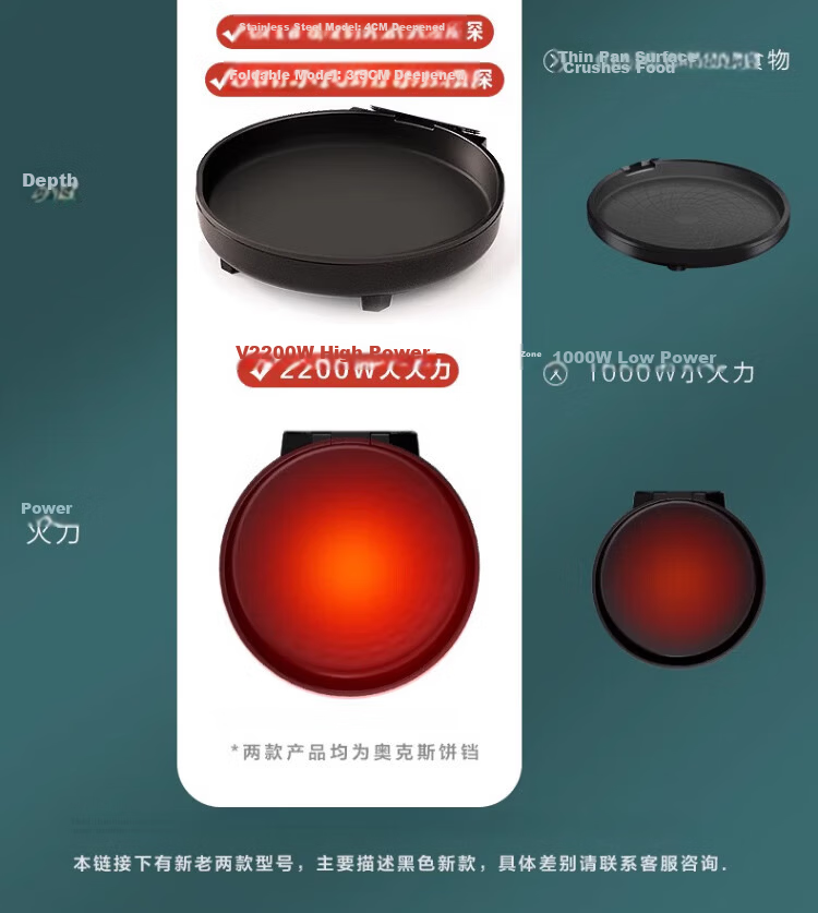 AUX Stainless Steel Electric Griddle 0 Coating 36mm Deep 2000W Double-Sided Heating Electric Pancake Maker Non-Stick Electric Frying Pan Breakfast Machine AKP-30A44-BC 6