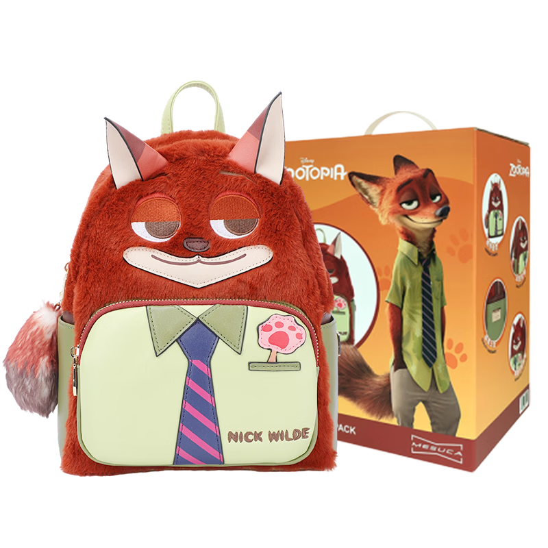 Disney Zootopia Nick Backpack Cute School Bag Gift Box for Women Men Birthday Present