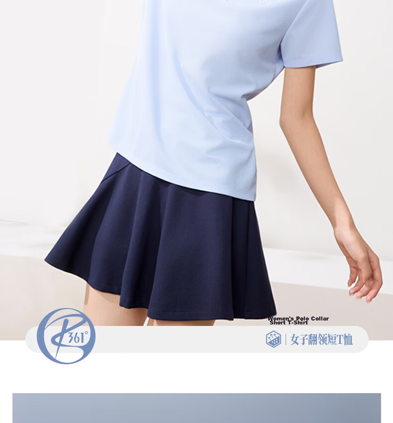 361° Women's Spring Summer Sports Polo Shirt Quick-Dry Fitness Casual Running Short Sleeve Top 662624111H-2 35
