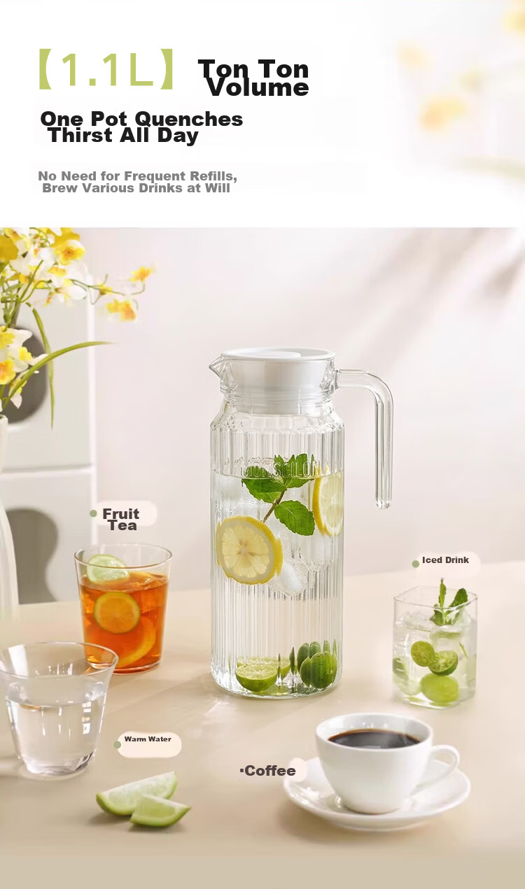 LINGCHEN High Temperature Resistant Glass Water Pitcher Large Capacity Food Grade Cold Water Jug Household Juice Tea Pot 7