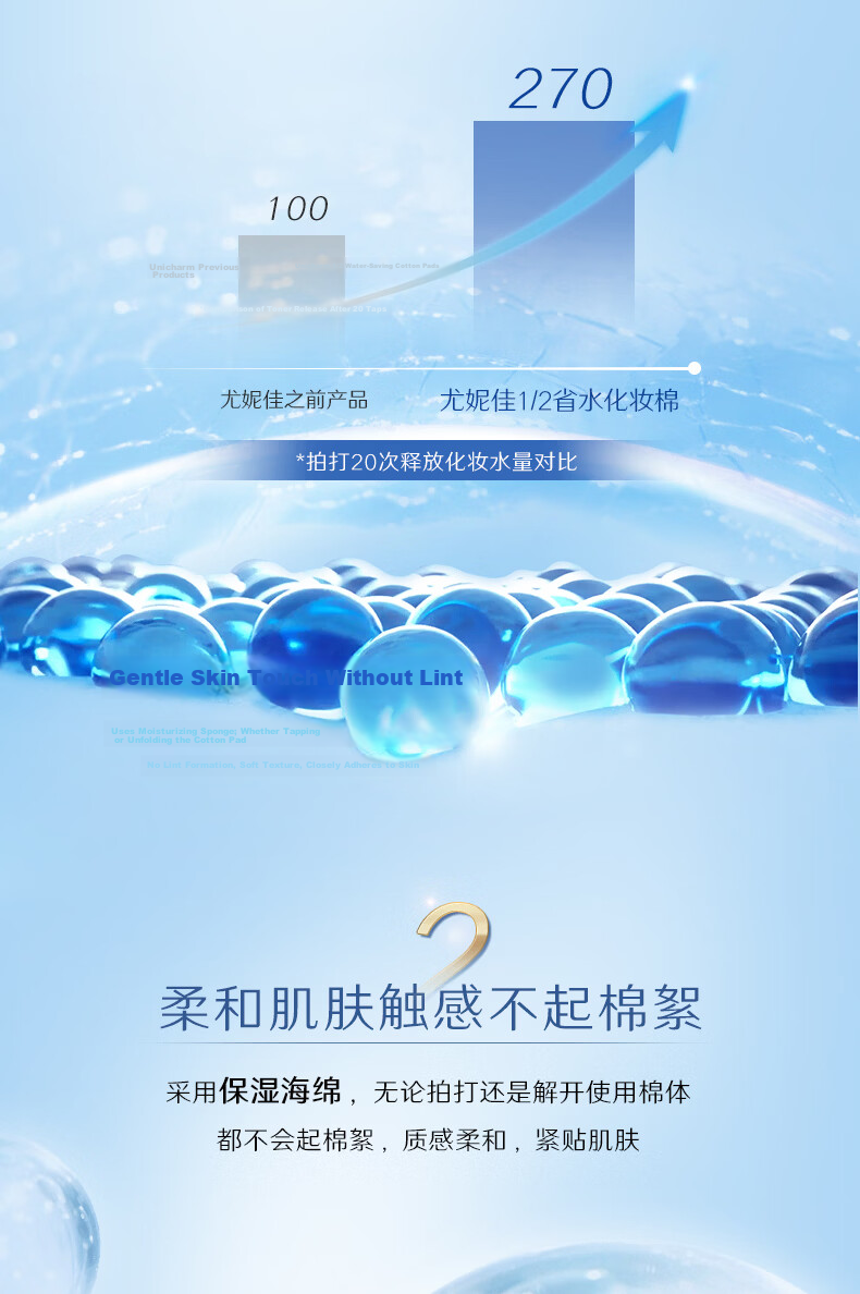 Schwarzkopf [Kuang Lingling Same Style] Unicharm 1/2 Water-Saving Wet Compress Cotton Makeup Remover Facial Cotton Disposable 240 Sheets 3