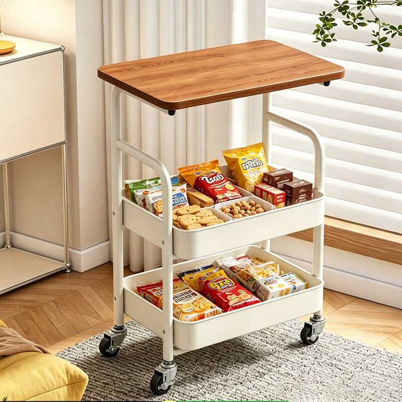 Anerya Snack Storage Rack Mobile Floor Cart Living Room Sofa Side Table Bedside Cabinet Kitchen Storage Organizer Shelf