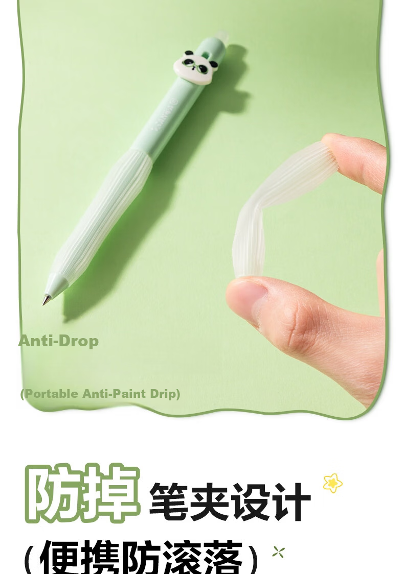 Deli Panda Retractable Erasable Gel Pen 0.5mm Bullet Tip Student Erasable Pen Crystal Blue 3pcs/Box SA301 Exam Use 9