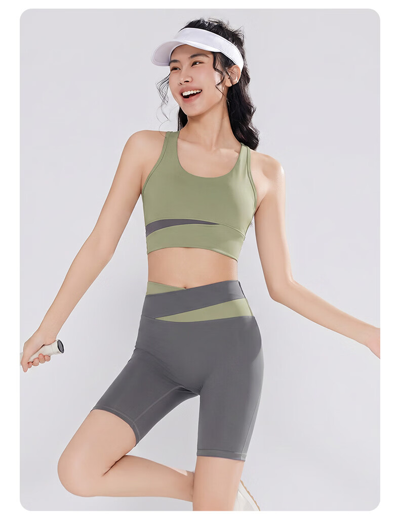 VICTORIATOURIST Yoga Wear for Women, Professional Sports Set for Running And Fitness, Spring And Summer Athletic Vest with Built-In Chest Pads, Yoga Shorts 20