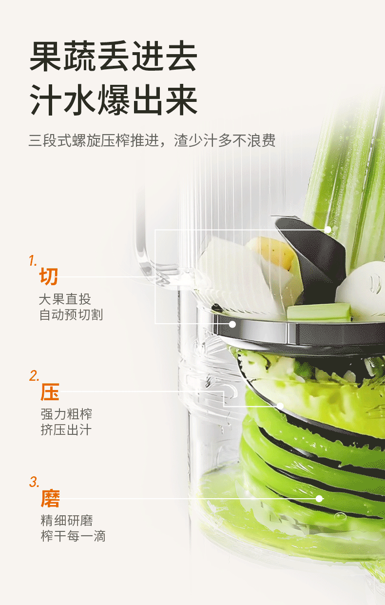 Joyoung New Intelligent Control Three-Stage Juicer Fully Automatic Pulp Separation 120mm Wide Mouth No Filter Easy Clean Vegetable Juice Ice Cream Juicer Z12-LZ666 6