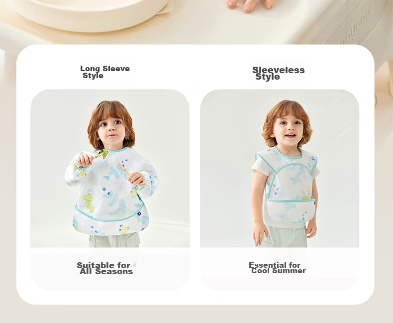 Babycare Baby Feeding Bib Toddler Smock Infant Anti-Dirt Apron with Back Cover Food Supplement Round Note Pattern Size 100 2