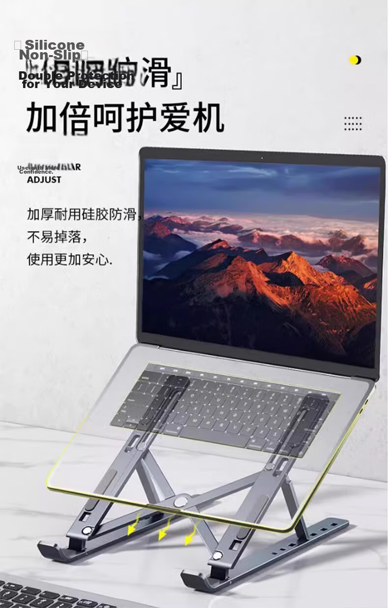 Youhuoda Foldable Adjustable Laptop Stand Aluminum Alloy Cooling Holder Portable Vertical Laptop Stand 7